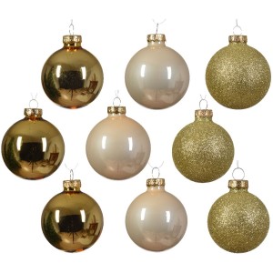 Misto 21 palline di vetro perla/oro - Glitter-brillanti
