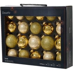 Misto 21 palline di vetro perla / oro - Glitter-brillanti. n1