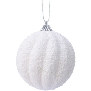1 palla invernale in schiuma glitterata bianca