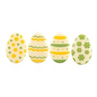 5 Mini uova di Pasqua 2D giallo/verde (3 cm) - Cioccolato bianco