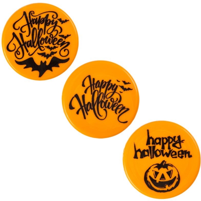 3 Dischi Happy Halloween (5 cm) - Cioccolato Bianco 