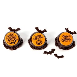 3 Dischi Happy Halloween (5 cm) - Cioccolato Bianco. n1