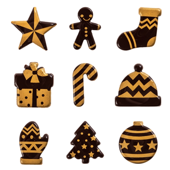 9 decorazioni natalizie (3 cm) - Cioccolato fondente 