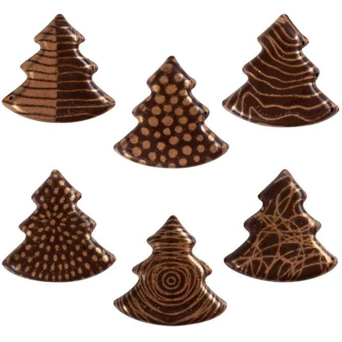 5 piccoli alberi di Natale (2, 5 cm) - Cioccolato 