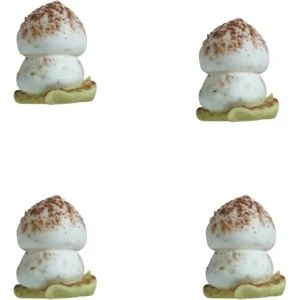 4 Funghi con Foglia Marmorizzata Marrone (2,7 cm) - Zucchero