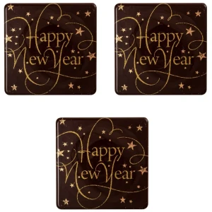 3 quadretti Happy New Year (3,8 cm) - Cioccolato