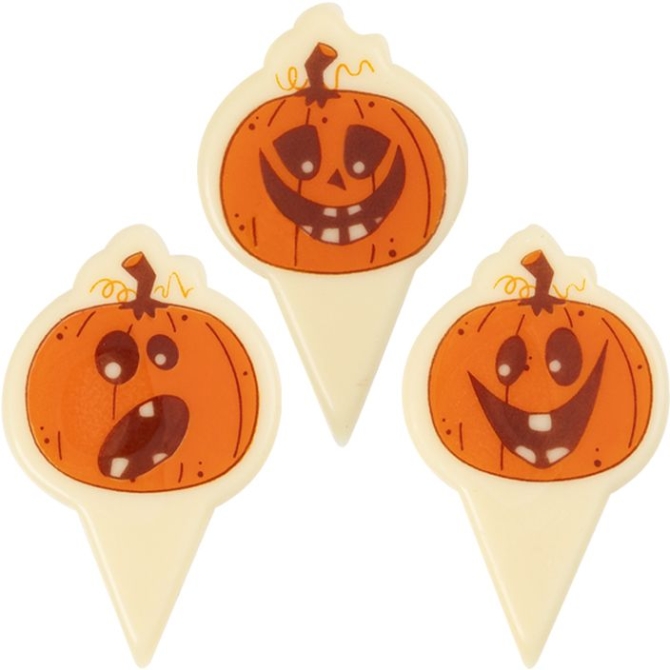 2 Picks di zucca di Halloween - Cioccolato bianco 