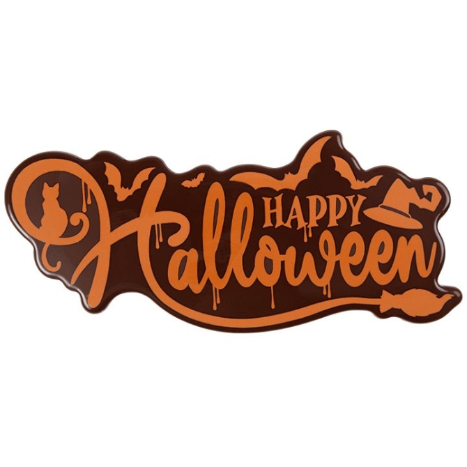 Plaquette Happy Halloween grande 15 cm - Cioccolato fondente 