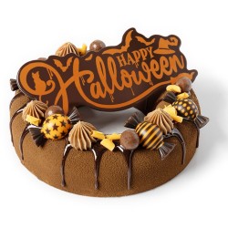 Plaquette Happy Halloween grande 15 cm - Cioccolato fondente. n1