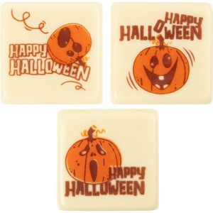 5 Plaquette di zucca Happy Hallowwen 3 cm - Cioccolato bianco