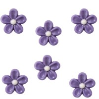 6 Mini Fiori Viola  2,2 cm - Cioccolato Bianco