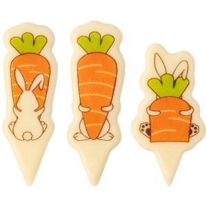 3 Pick Coniglio con Carota 3 cm - Cioccolato Bianco