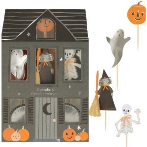 Kit di 24 pirottini e decorazioni per cupcake Halloween