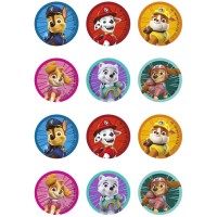 12 adesivi per biscotti Paw Patrol (5,8 cm) - Zucchero