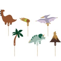 Contiene : 1 x 6 foto Toppers per torta Dino Triceratops