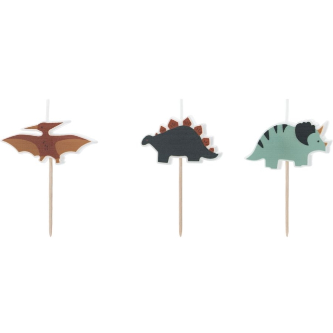 3 candele Dino Triceratops 