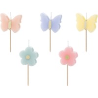 5 candele a forma di fiore/farfalla