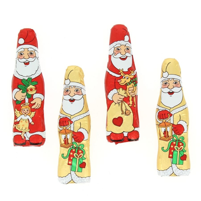 4 Babbi Natale confezionati (10 cm) - Cioccolato al latte 