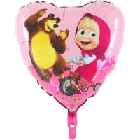 Palloncino Mylar Cuore Masha e Orso