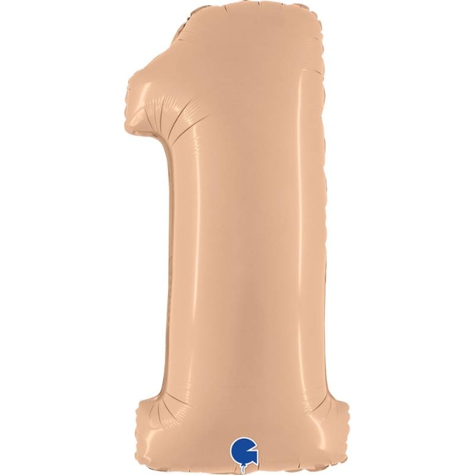 Palloncino Gigante Numero 1 Satin Nudo (102 cm) 