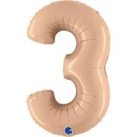 Palloncino Gigante Numero 3 Satin Nudo (102 cm)