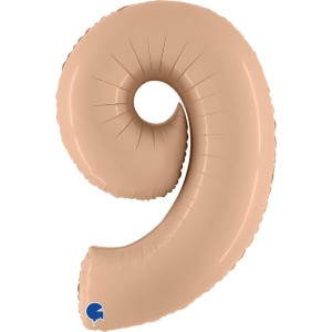 Palloncino Gigante Numero 9 Satin Nudo (102 cm)