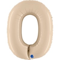 Palloncino Gigante Numero 0 Satinato Crema (102 cm)