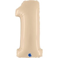 Palloncino Gigante Numero 1 Satinato Crema (102 cm)