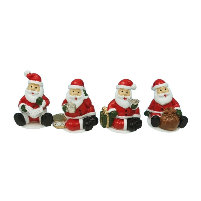 4 plettri di Babbo Natale seduto (3, 9 cm) - poliresina 