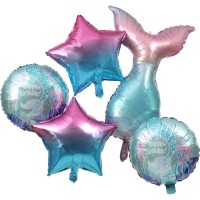 Set di 5 palloncini foil a forma di sirena