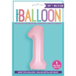 Palloncino gigante rosa opaco - Numero 1. n1