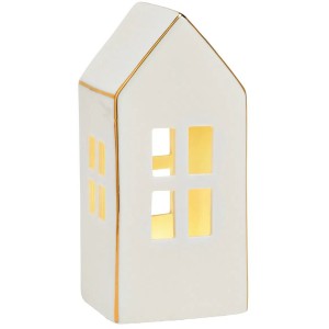 Casa con LED bianco 15 cm - Porcellana