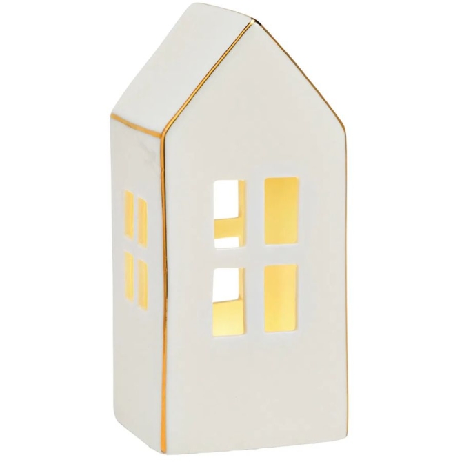 Casa con LED bianco 15 cm - Porcellana 