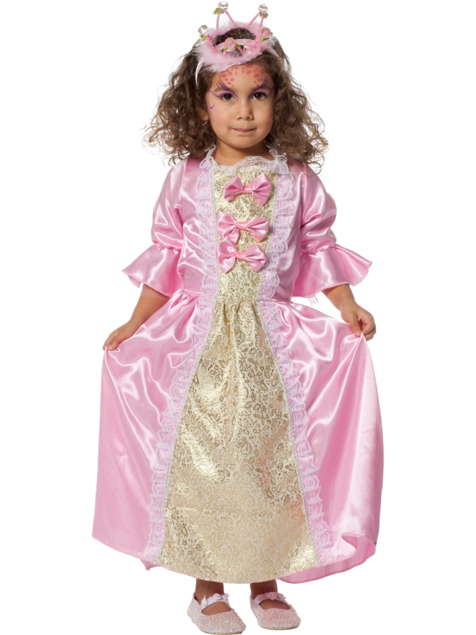 Costume da principessa in raso rosa e oro 