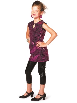 Abito da discoteca con paillettes rosa per bambini. n1