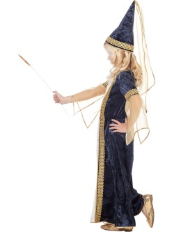 Costume da principessa delle fate medievale blu e oro. n1