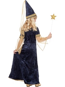 Costume da principessa delle fate medievale blu e oro. n2