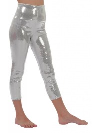 Leggings con paillettes argento