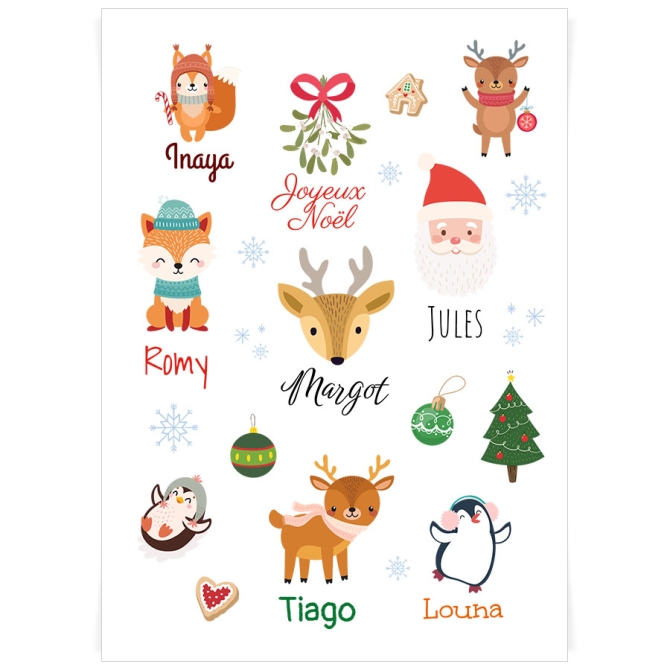 Foglio per tatuaggi personalizzabile - Natale 